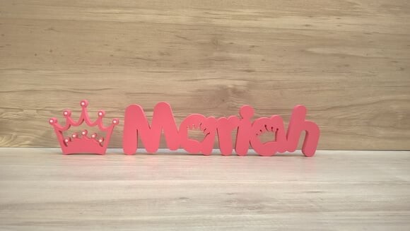Nome de mesa em MDF Mod PK Coroa + Coroa - Mariah 10 cm
