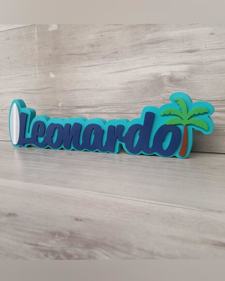 Nome de Mesa em mdf Modelo Surf - Leonardo