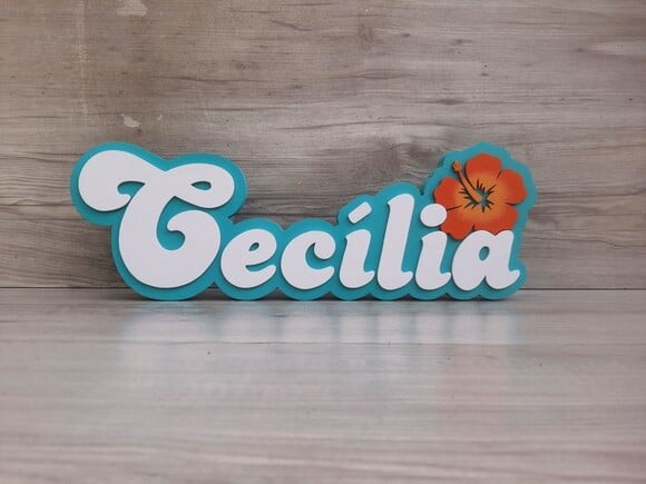 Nome de Mesa Festa Havaiana - Cecília - 12 cm