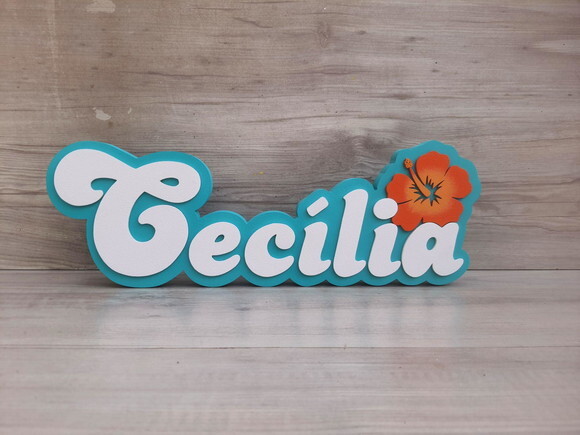Nome de Mesa Festa Havaiana - Cecília - 12 cm