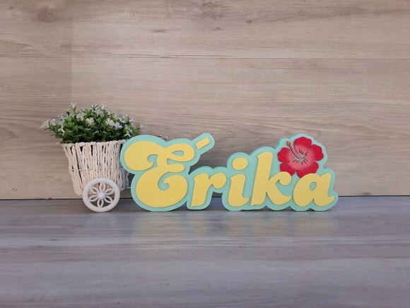 Nome de Mesa Festa Havaiana - Érika - 12 cm