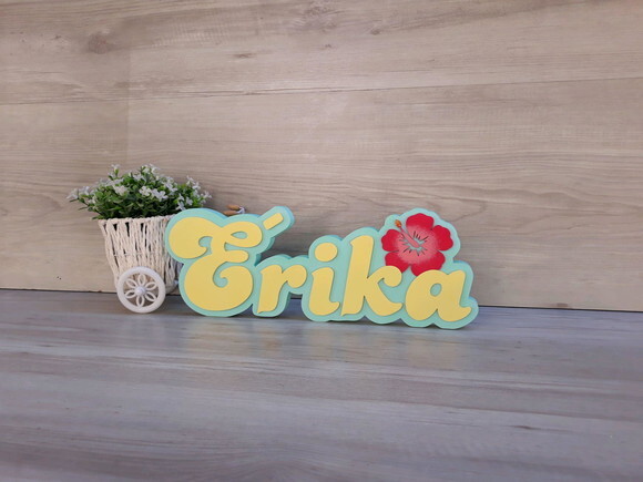 Nome de Mesa Festa Havaiana - Érika - 12 cm