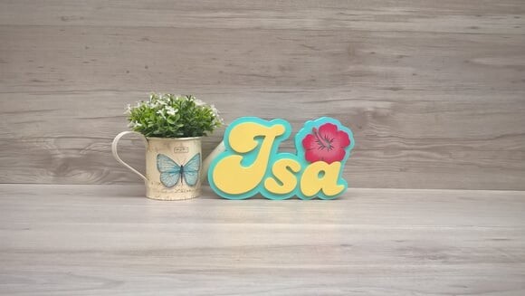 Nome de Mesa Festa Havaiana - Isa - 15 cm