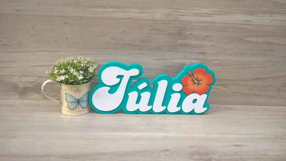Nome de Mesa Festa Havaiana - Julia 15 cm