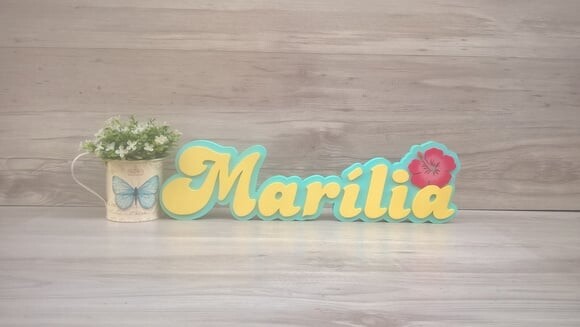 Nome de Mesa Festa Havaiana - Marília - 12 cm