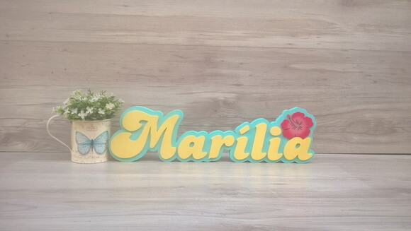 Nome de Mesa Festa Havaiana - Marília - 12 cm