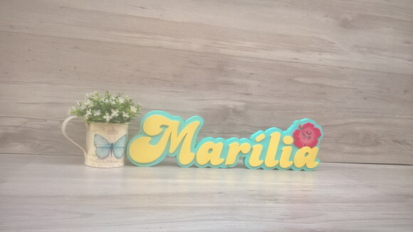 Nome de Mesa Festa Havaiana - Marília - 12 cm