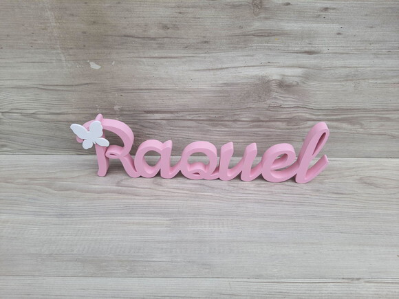 Nome de Mesa mdf - Linha Ck Aplique Borboleta - Raquel 10 cm