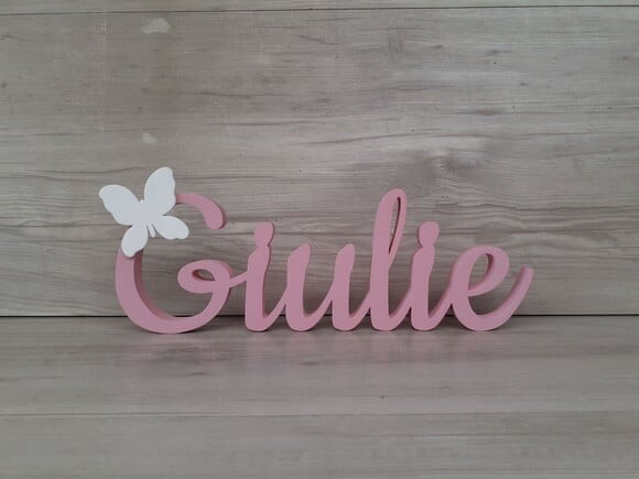 Nome de Mesa mdf - Linha Ck com Aplique Borbo - Giulie 10 cm