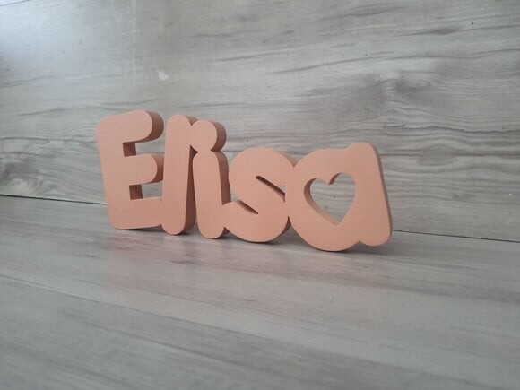 Nome de Mesa mdf - Mod Pk Vazado Coração - Elisa 10 cm