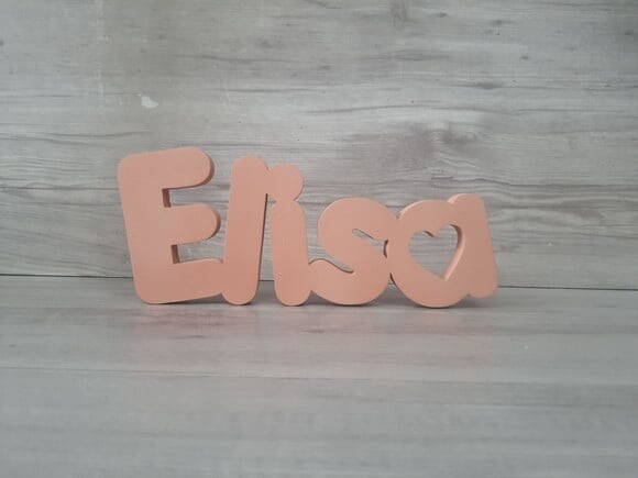 Nome de Mesa mdf - Mod Pk Vazado Coração - Elisa 10 cm