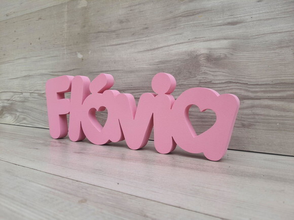 Nome de Mesa mdf - Mod Pk Vazado Coração - Flávia - 10 cm