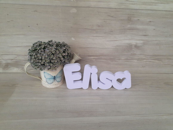 Nome de Mesa mdf - Mod Pk Vazado Coração - Elisa 10 cm