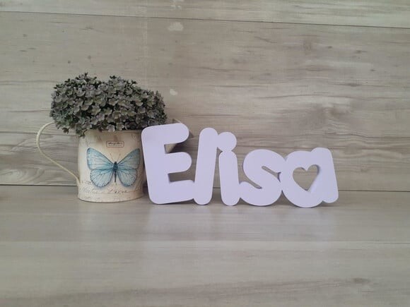 Nome de Mesa mdf - Mod Pk Vazado Coração - Elisa 10 cm