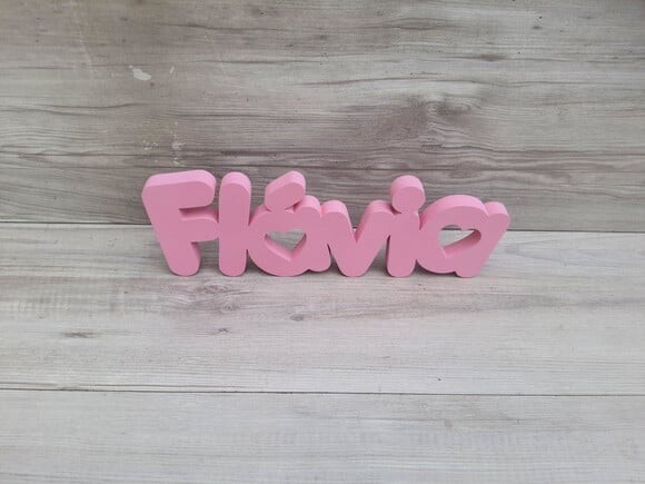 Nome de Mesa mdf - Mod Pk Vazado Coração - Flávia - 10 cm