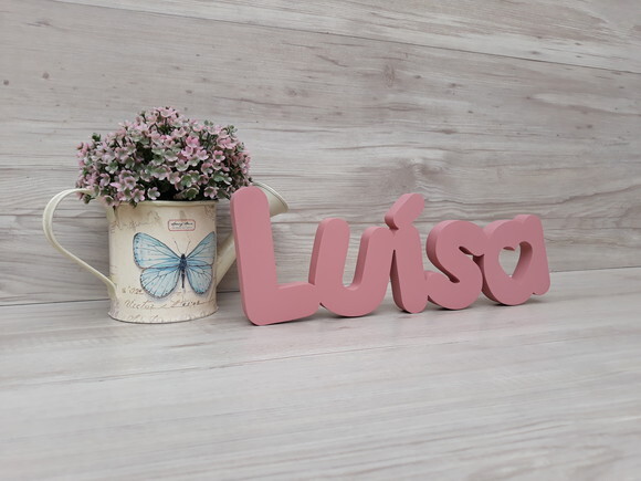 Nome de Mesa mdf - Mod Pk Vazado Coração - Luísa 10 cm