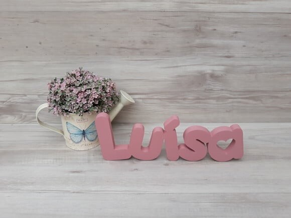 Nome de Mesa mdf - Mod Pk Vazado Coração - Luísa 10 cm