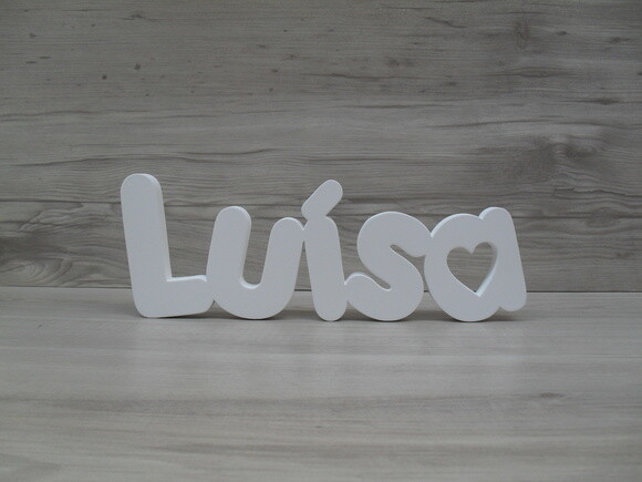 Nome de Mesa mdf - Mod Pk Vazado Coração - Luísa 13 cm