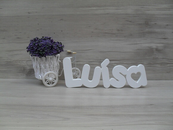 Nome de Mesa mdf - Mod Pk Vazado Coração - Luísa 13 cm