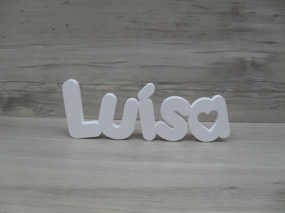 Nome de Mesa mdf - Mod Pk Vazado Coração - Luísa 13 cm