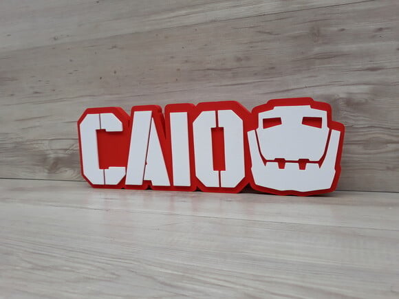 Nome de mesa MDF - Modelo Dinotrux - Caio - 13 cm