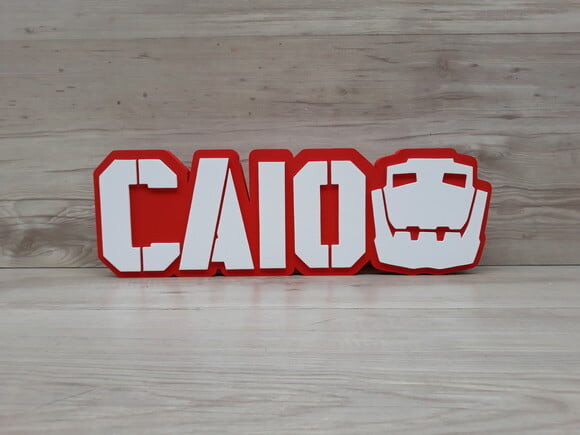Nome de mesa MDF - Modelo Dinotrux - Caio - 13 cm