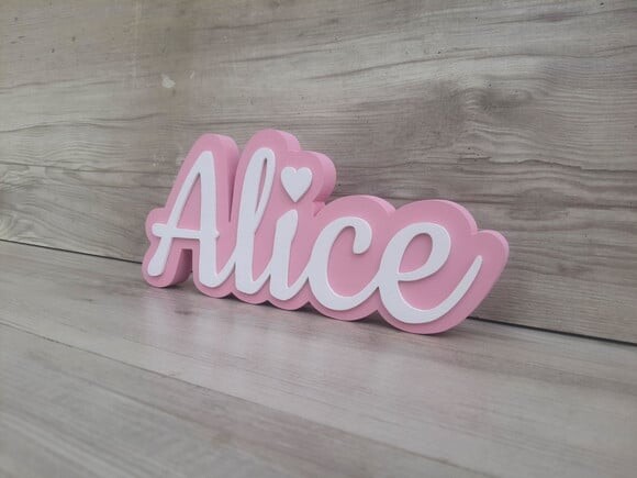 Nome de Mesa Sobreposto em mdf - Linha Ck - Alice - 10 cm