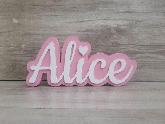 Nome de Mesa Sobreposto em mdf - Linha Ck - Alice - 10 cm