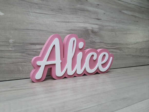 Nome de Mesa Sobreposto em mdf - Linha Ck - Alice - 10 cm