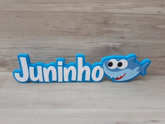 Nome de Mesa Tema BABY SHARK - Juninho 12 cm
