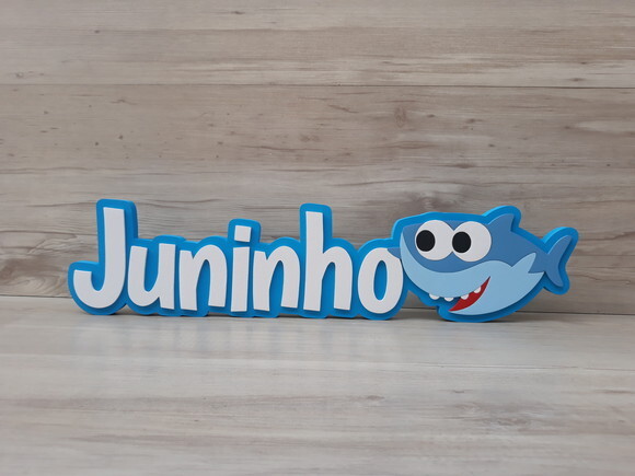 Nome de Mesa Tema BABY SHARK - Juninho 12 cm
