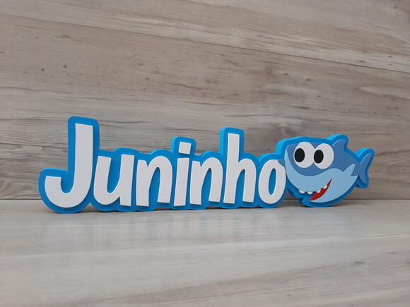 Nome de Mesa Tema BABY SHARK - Juninho 12 cm