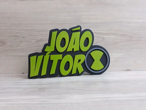 Nome de Mesa Tema Ben 10 - João Vítor - 15 cm
