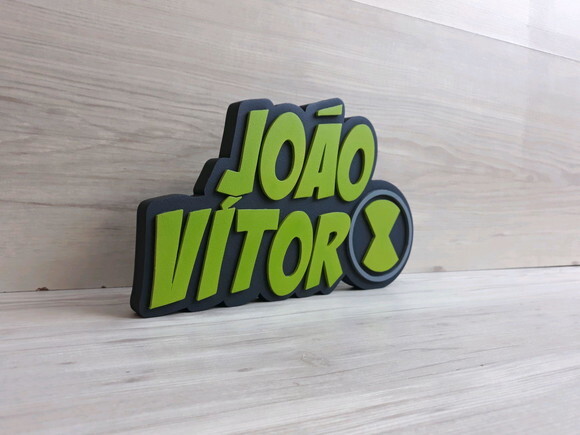 Nome de Mesa Tema Ben 10 - João Vítor - 15 cm