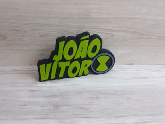 Nome de Mesa Tema Ben 10 - João Vítor - 15 cm