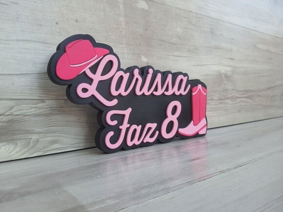 Nome de Mesa Tema Boiadera - Larissa Faz 8