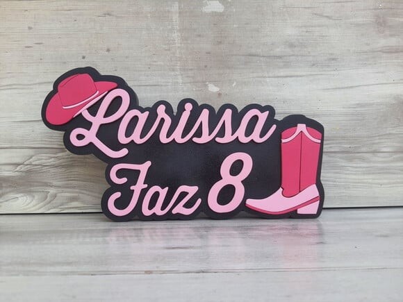 Nome de Mesa Tema Boiadera - Larissa Faz 8