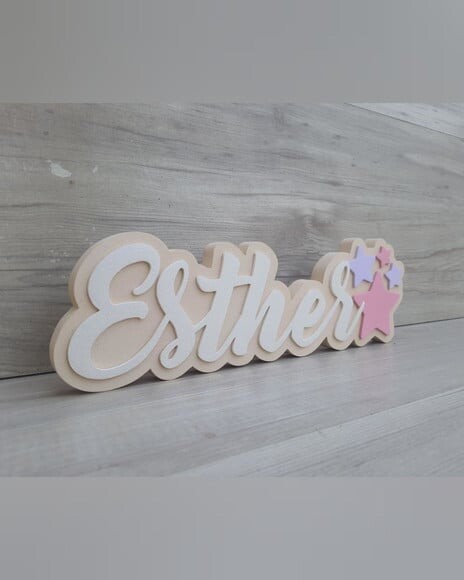 Nome de Mesa Tema Estrelas - Esther - 10 cm