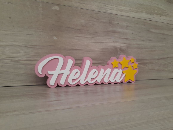 Nome De Mesa Tema Estrelas - Helena - 10 Cm