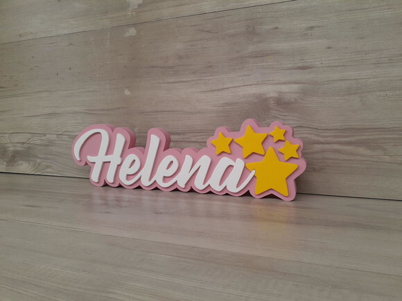 Nome De Mesa Tema Estrelas - Helena - 10 Cm