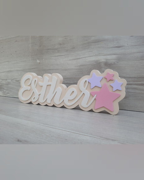 Nome de Mesa Tema Estrelas - Esther - 10 cm