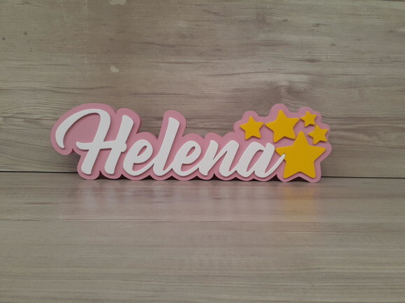 Nome De Mesa Tema Estrelas - Helena - 10 Cm