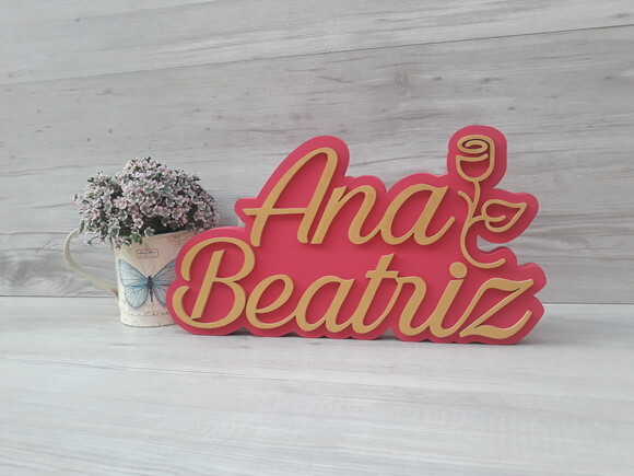 Nome de Mesa Tema Floral Debutante - Ana Beatriz - 17 cm