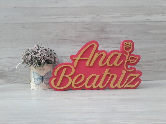 Nome de Mesa Tema Floral Debutante - Ana Beatriz - 17 cm