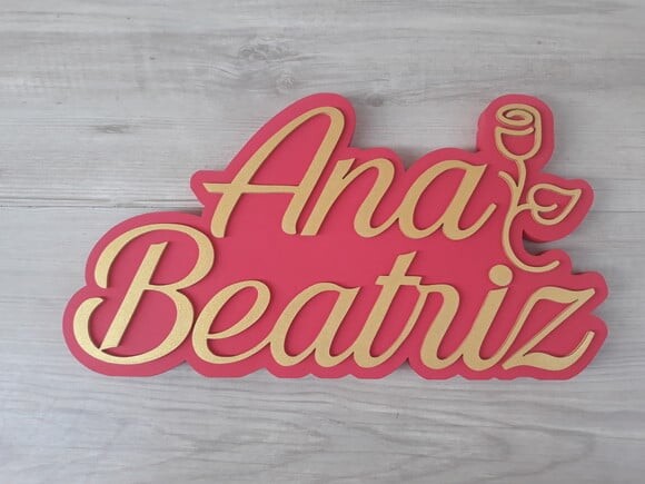 Nome de Mesa Tema Floral Debutante - Ana Beatriz - 17 cm