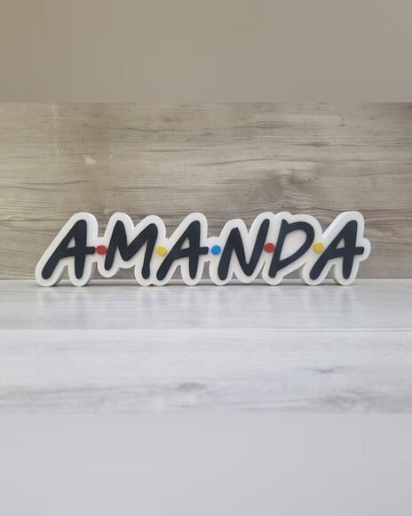 Nome de Mesa Tema Friends - Amanda - 8 cm