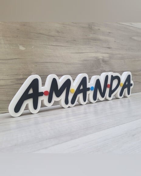 Nome de Mesa Tema Friends - Amanda - 8 cm
