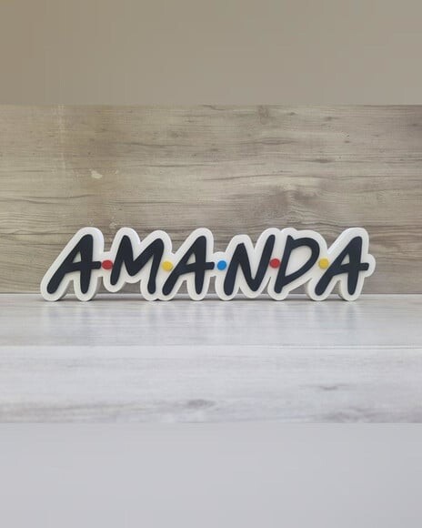 Nome de Mesa Tema Friends - Amanda - 8 cm