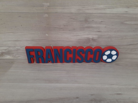 Nome de Mesa Tema Futebol - Francisco - 10 cm