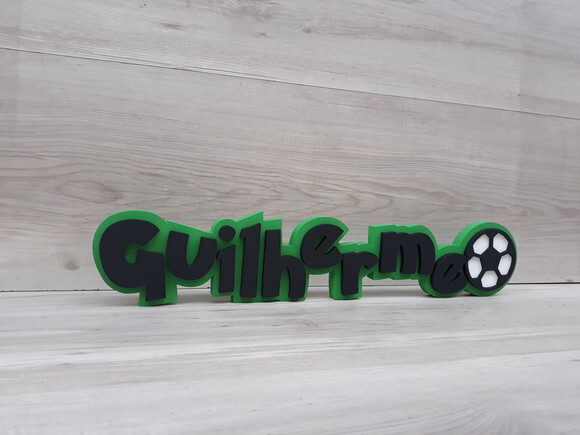 Nome de Mesa Tema Futebol - Guilherme - 10 cm